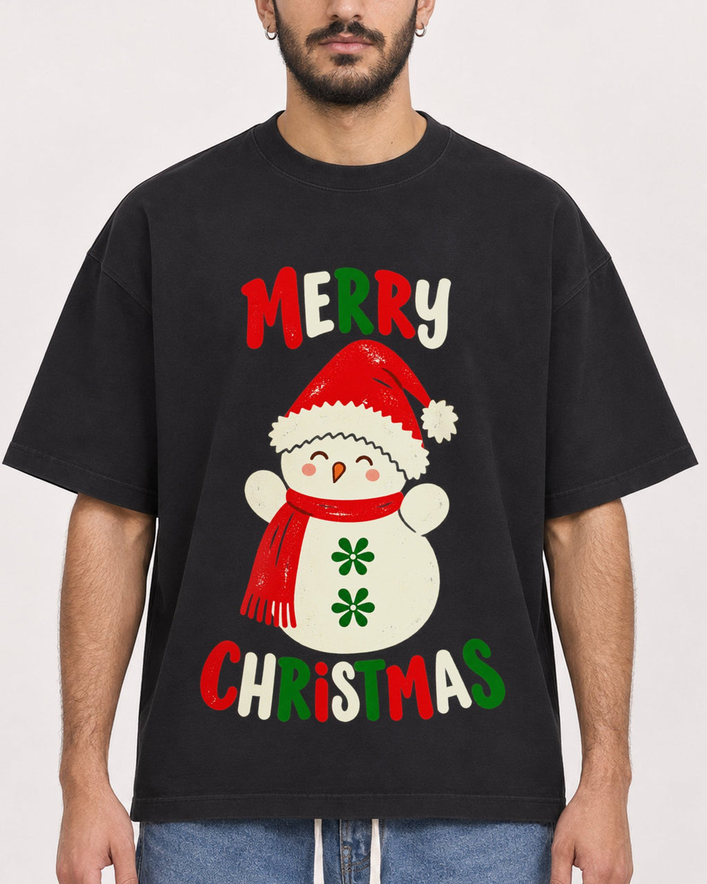 Mockup Boxy Heavyweight Tee Black male close-up 07