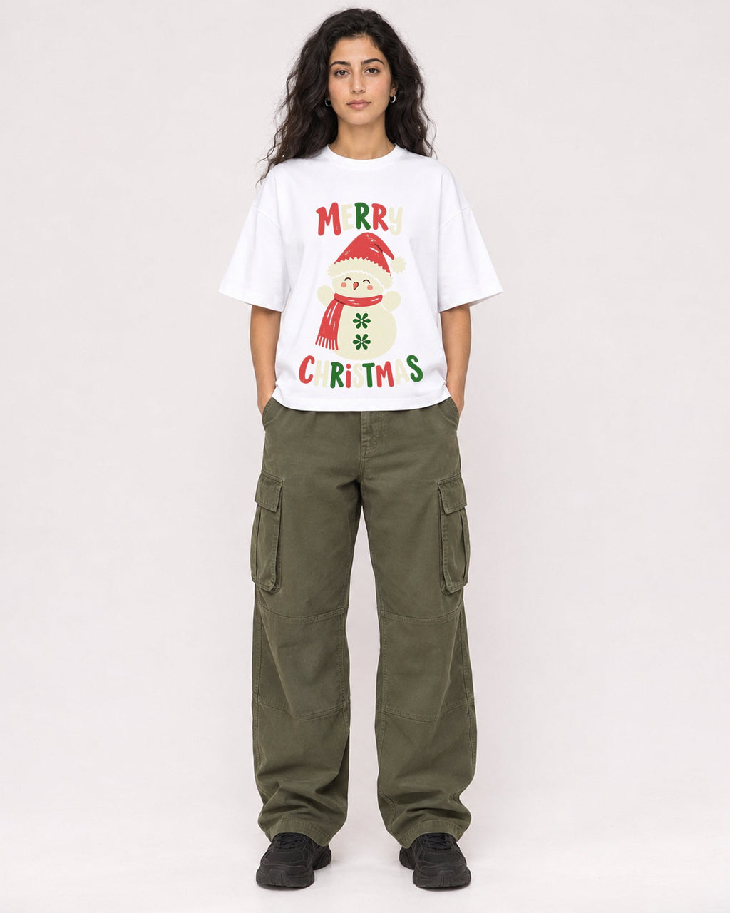 Mockup Boxy Heavyweight Tee White female full-body 07