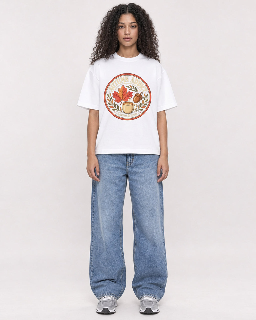 Mockup Boxy Heavyweight Tee White female full-body 10