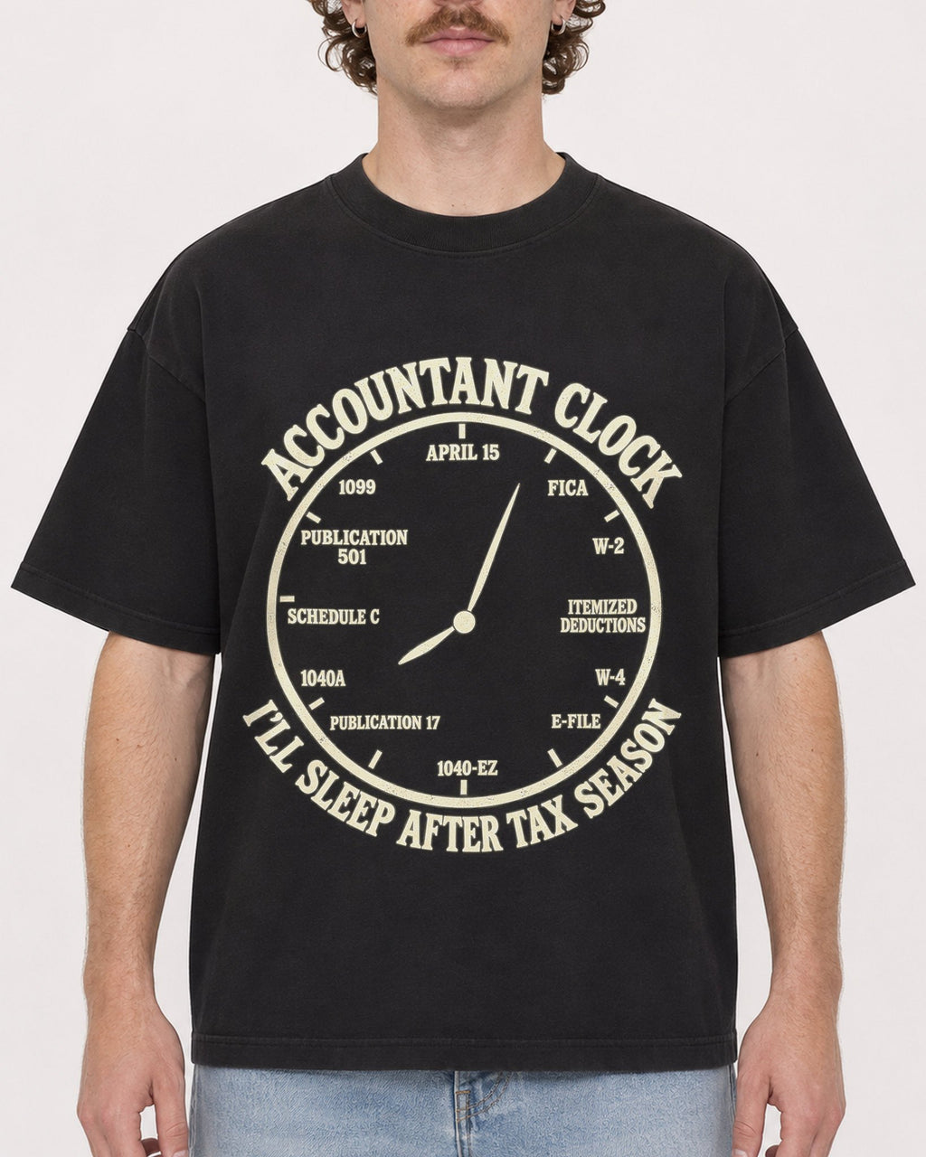 Mockup Boxy Heavyweight Tee Black male close-up 09