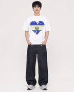 Mockup Boxy Heavyweight Tee White male full-body 01