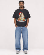 Mockup Boxy Heavyweight Tee Black male full-body 34
