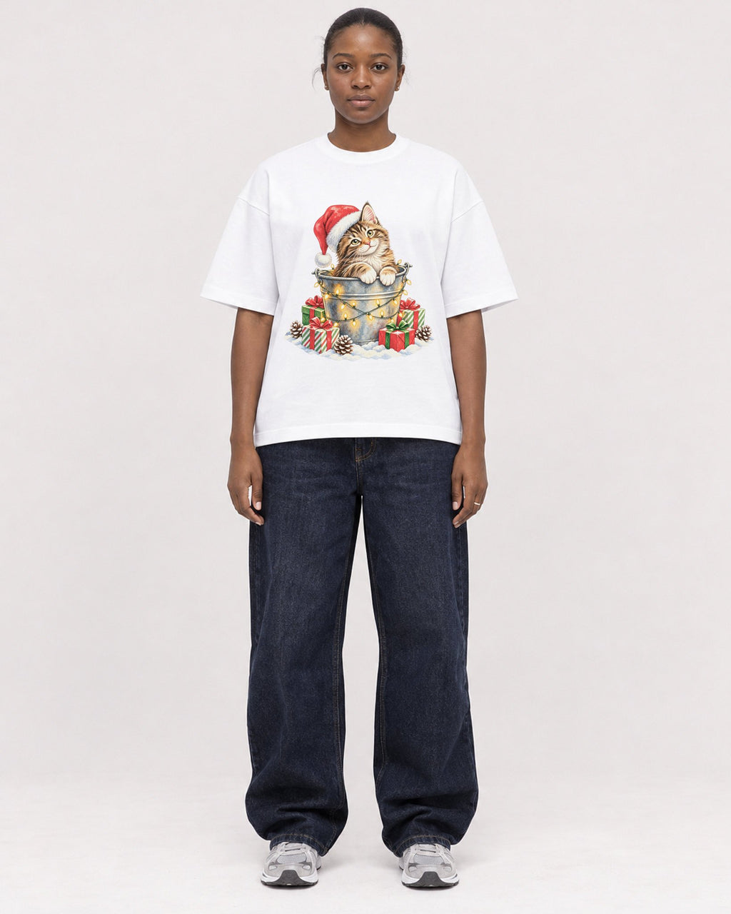 Mockup Boxy Heavyweight Tee White female full-body 34