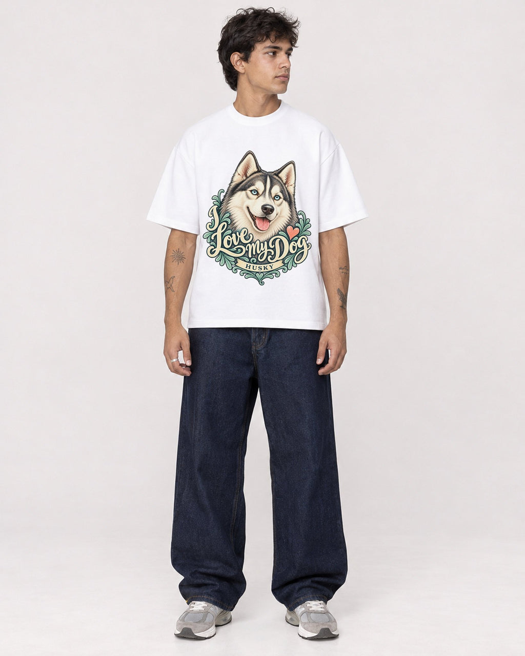 Mockup Boxy Heavyweight Tee White male full-body 06