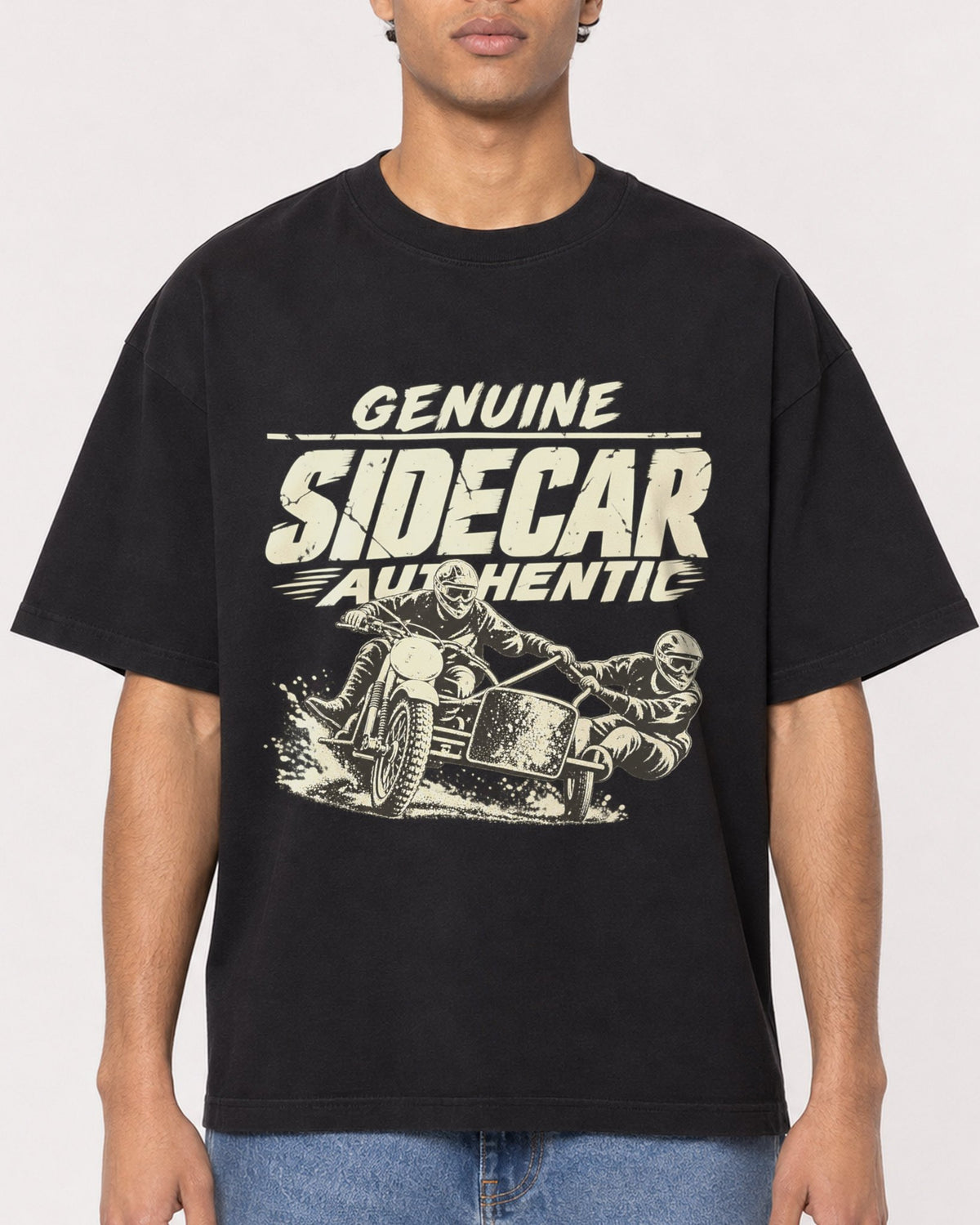 Mockup Boxy Heavyweight Tee Black male close-up 10