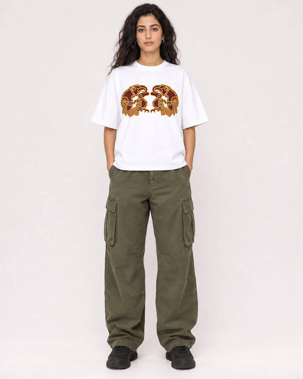 Mockup Boxy Heavyweight Tee White female full-body 07