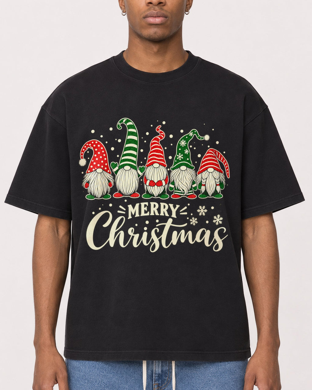 Mockup Boxy Heavyweight Tee Black male close-up 35
