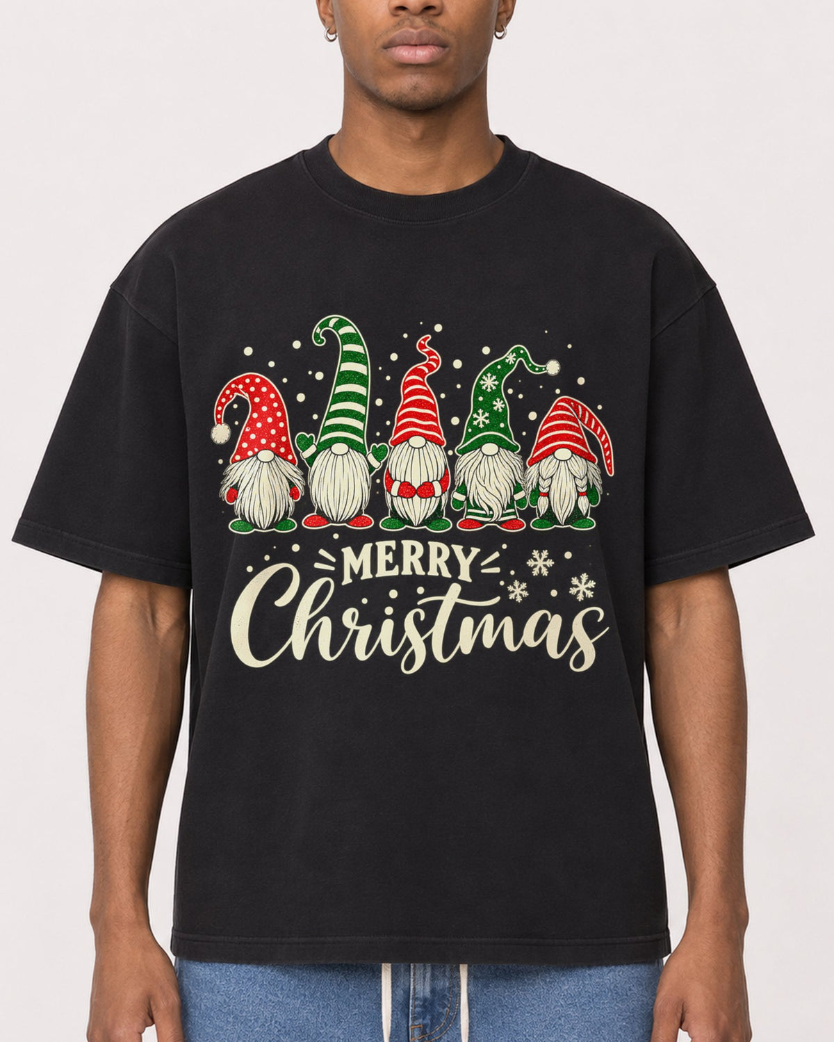Mockup Boxy Heavyweight Tee Black male close-up 35