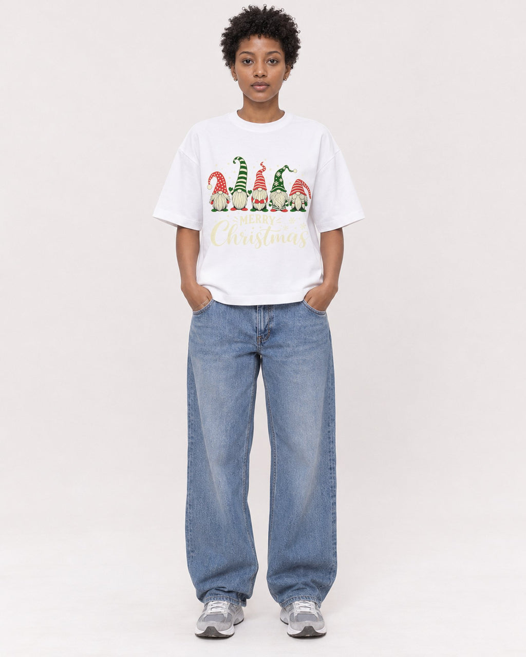 Mockup Boxy Heavyweight Tee White female full-body 35