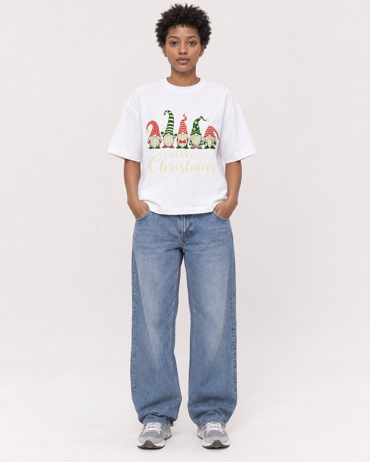 Mockup Boxy Heavyweight Tee White female full-body 35