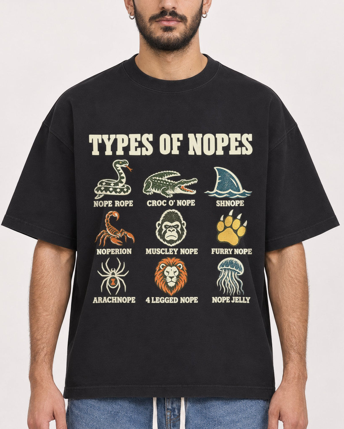 Mockup Boxy Heavyweight Tee Black male close-up 07