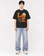 Mockup Boxy Heavyweight Tee Black male full-body 01