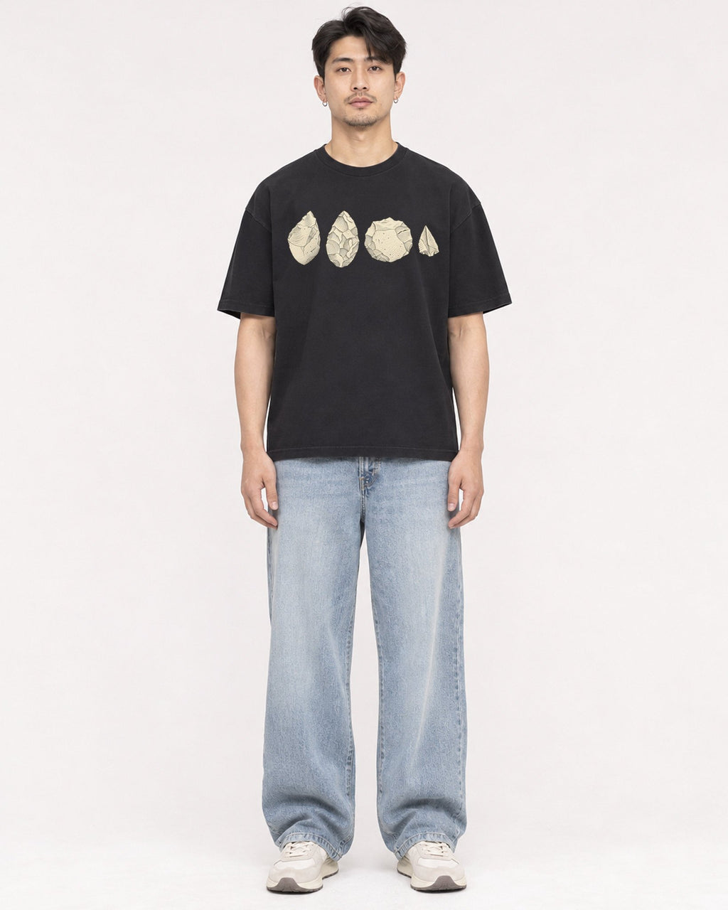 Mockup Boxy Heavyweight Tee Black male full-body 13