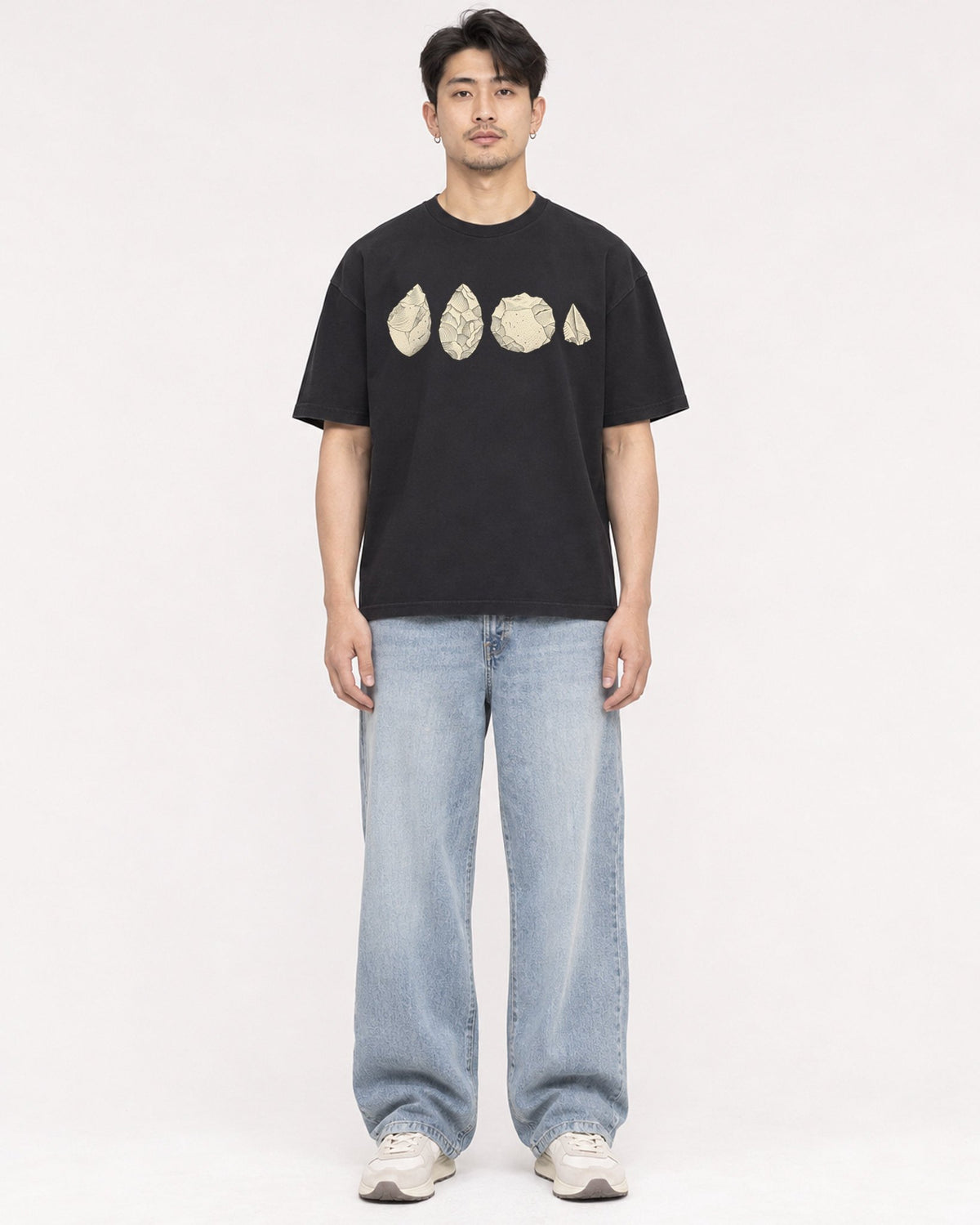 Mockup Boxy Heavyweight Tee Black male full-body 13