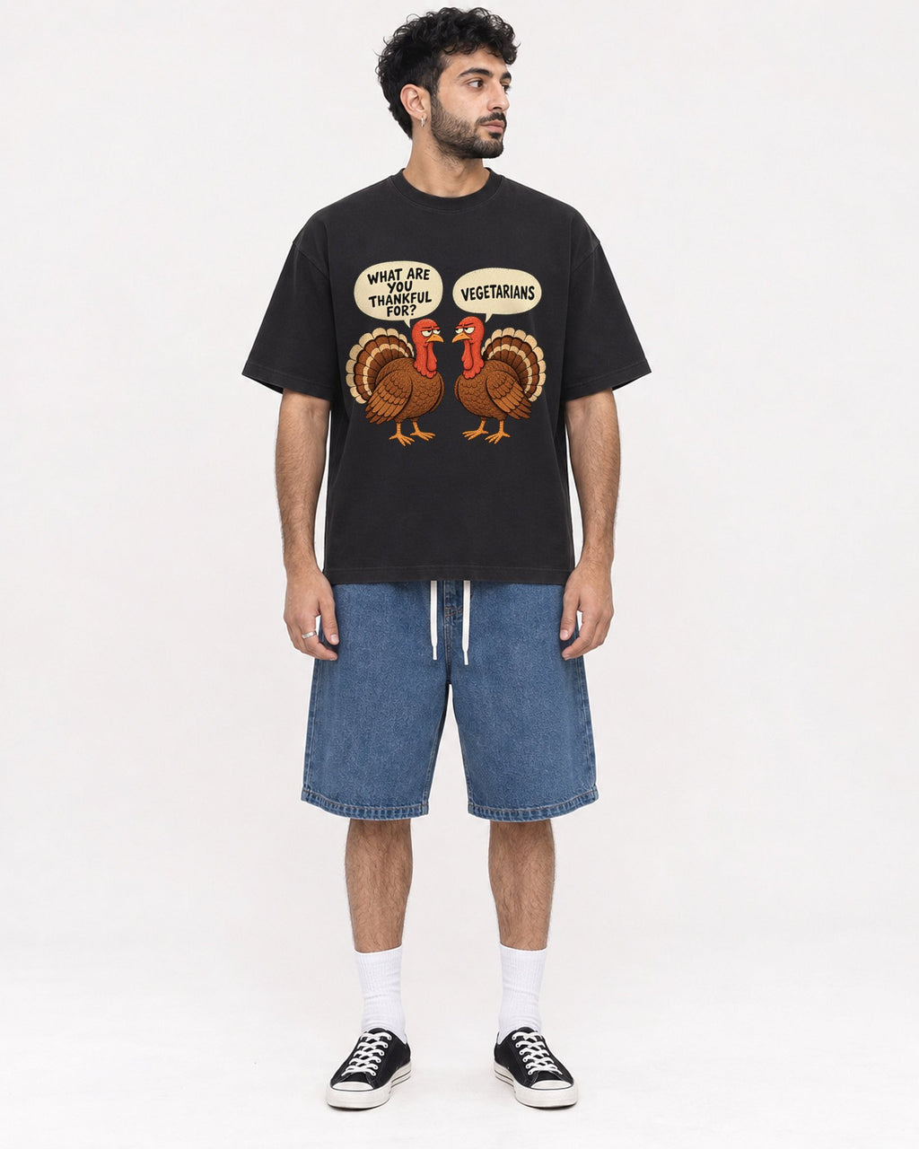 Mockup Boxy Heavyweight Tee Black male full-body 07