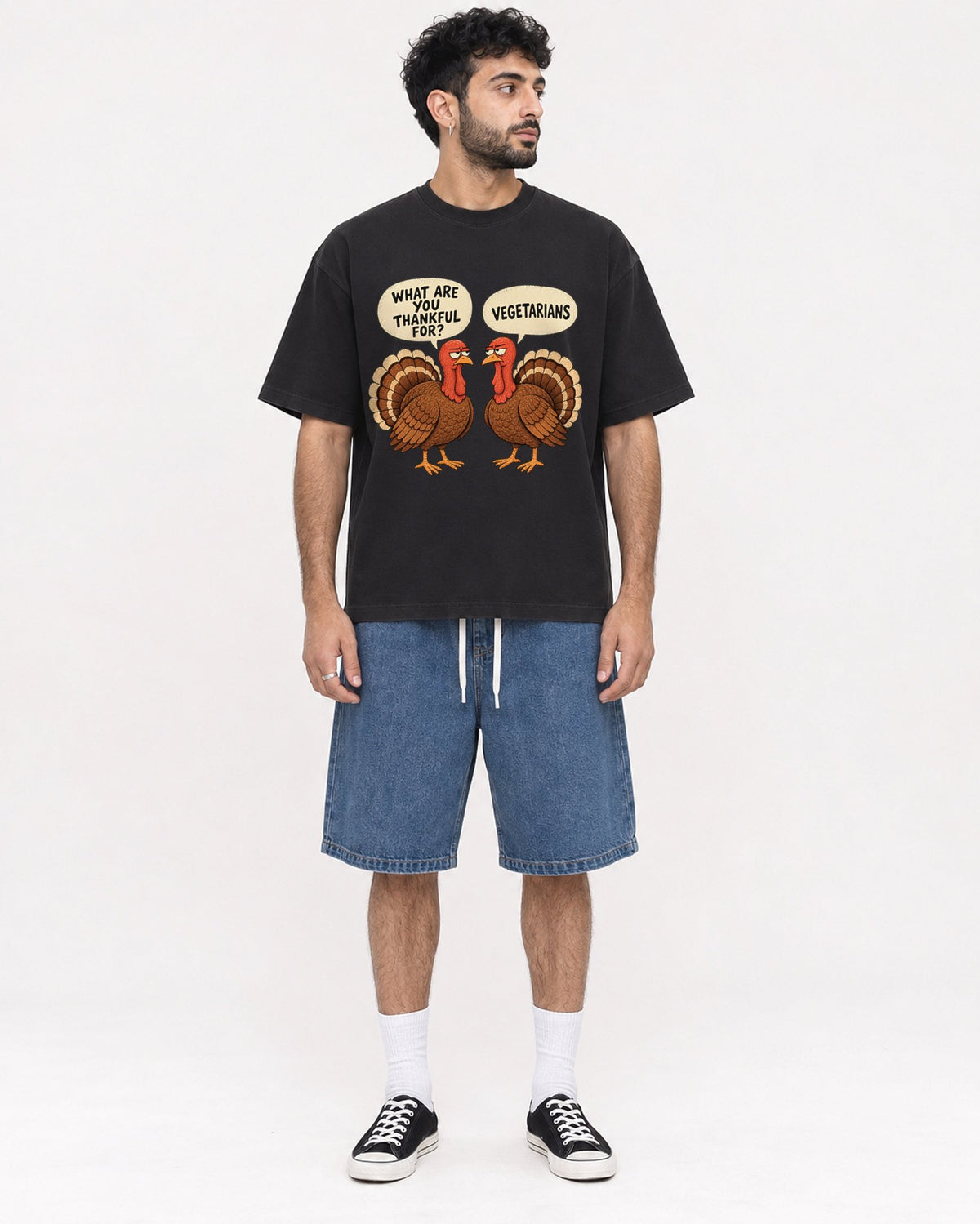 Mockup Boxy Heavyweight Tee Black male full-body 07