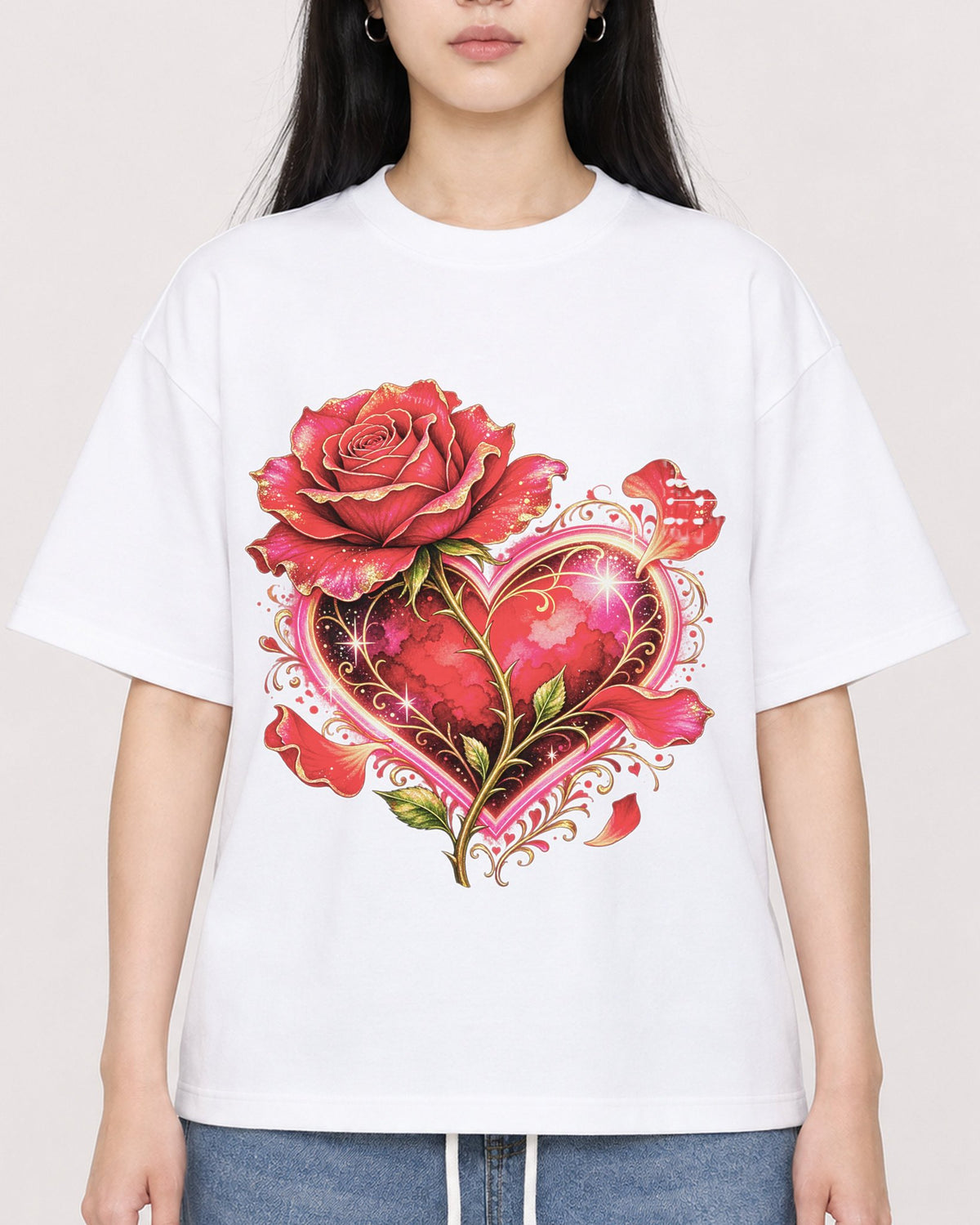 Mockup Boxy Heavyweight Tee White female close-up 01