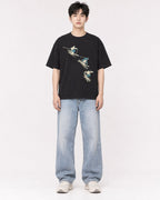 Mockup Boxy Heavyweight Tee Black male full-body 01
