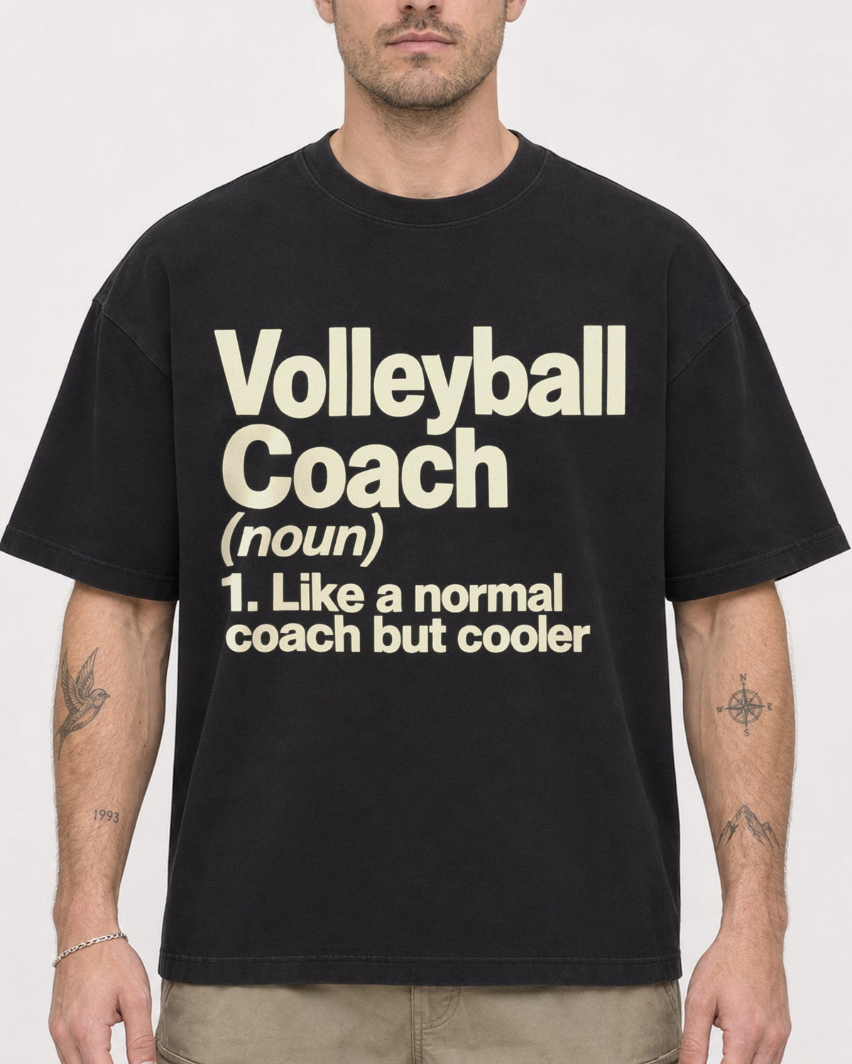 Mockup Boxy Heavyweight Tee Black male close-up 48