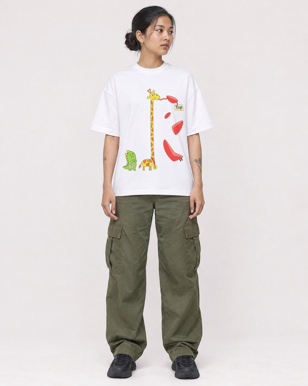 Mockup Boxy Heavyweight Tee White female full-body 12