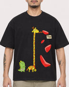 Mockup Boxy Heavyweight Tee Black male close-up 12