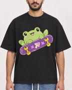 Mockup Boxy Heavyweight Tee Black male close-up 07