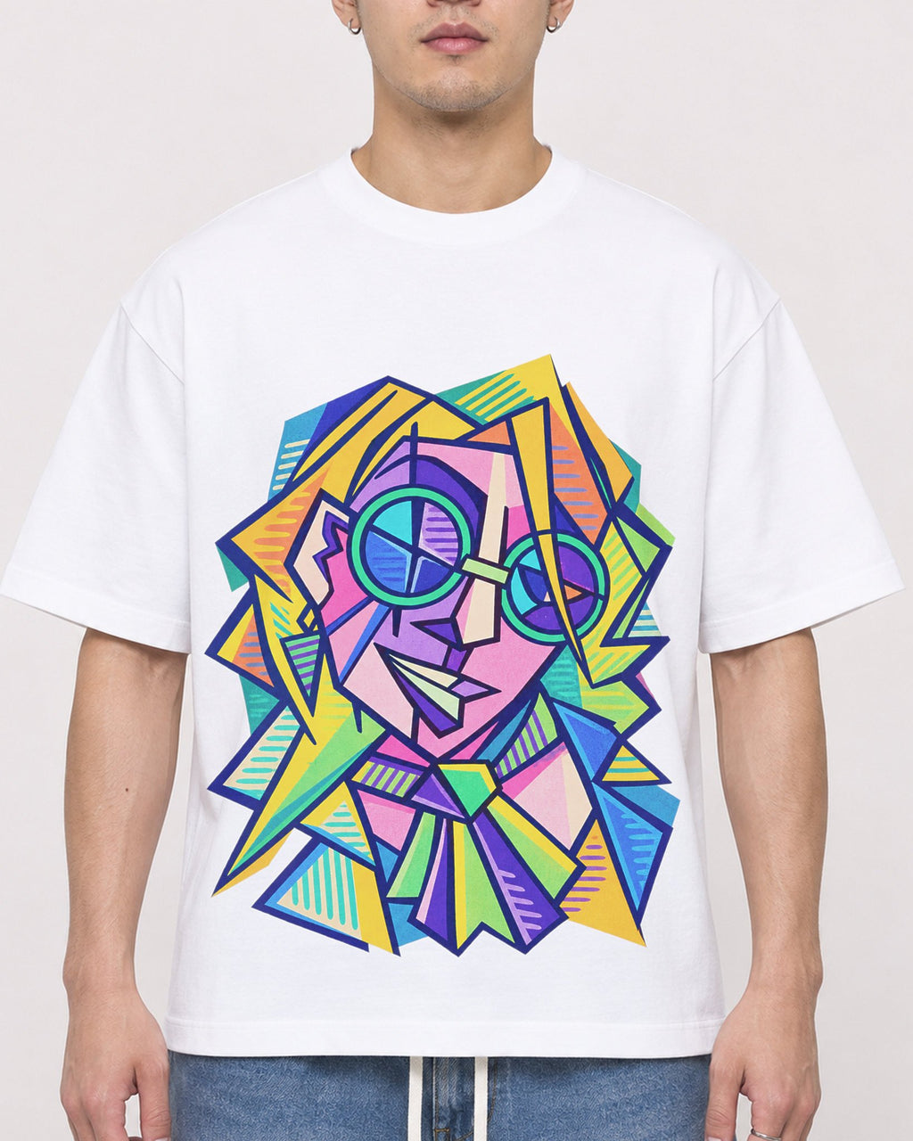 Mockup Boxy Heavyweight Tee White male close-up 13