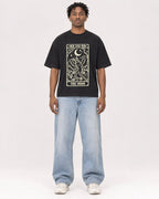 Mockup Boxy Heavyweight Tee Black male full-body 05