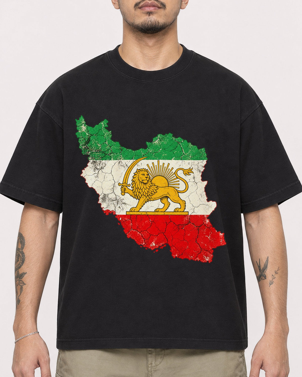 Mockup Boxy Heavyweight Tee Black male close-up 12