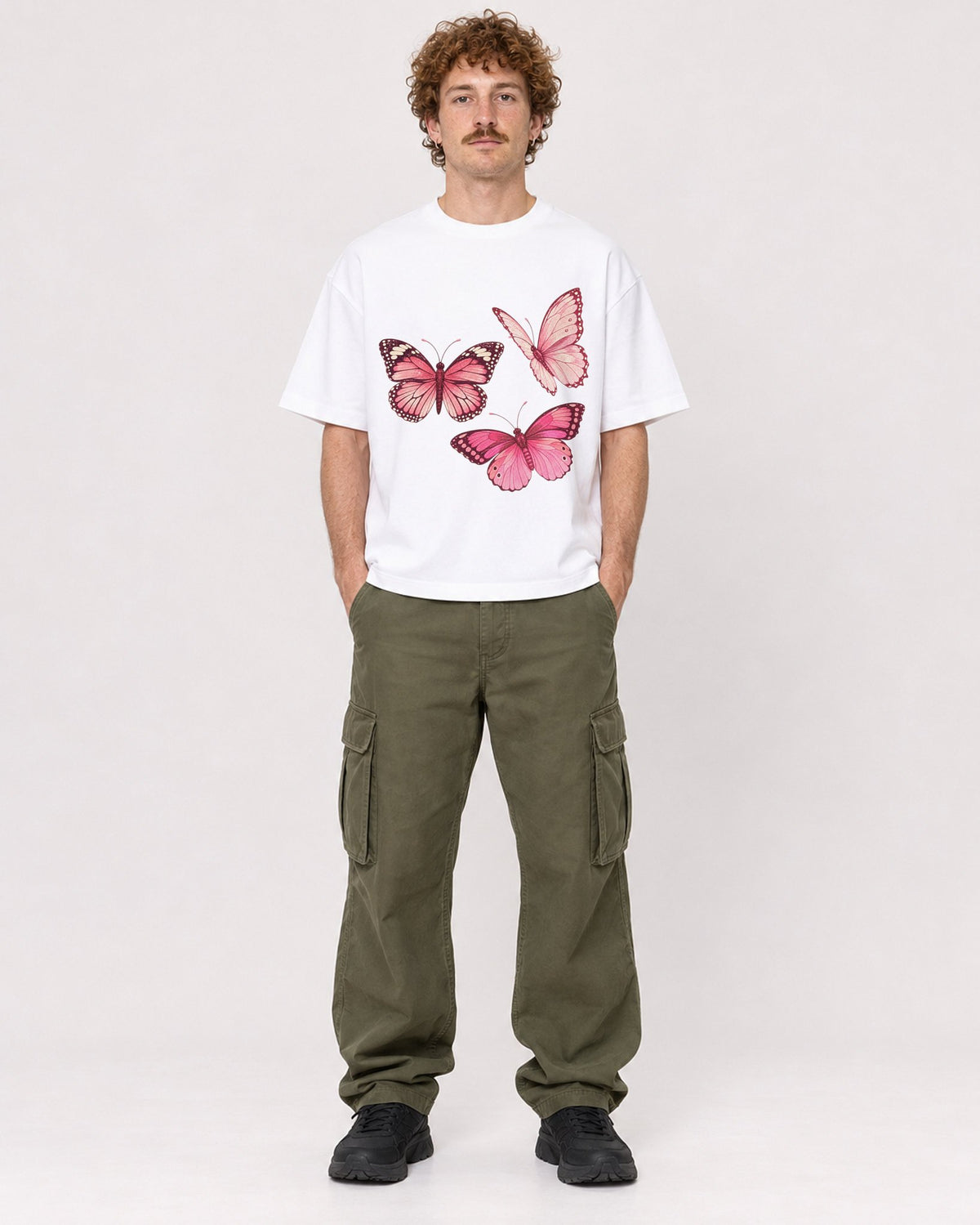 Mockup Boxy Heavyweight Tee White male full-body 09