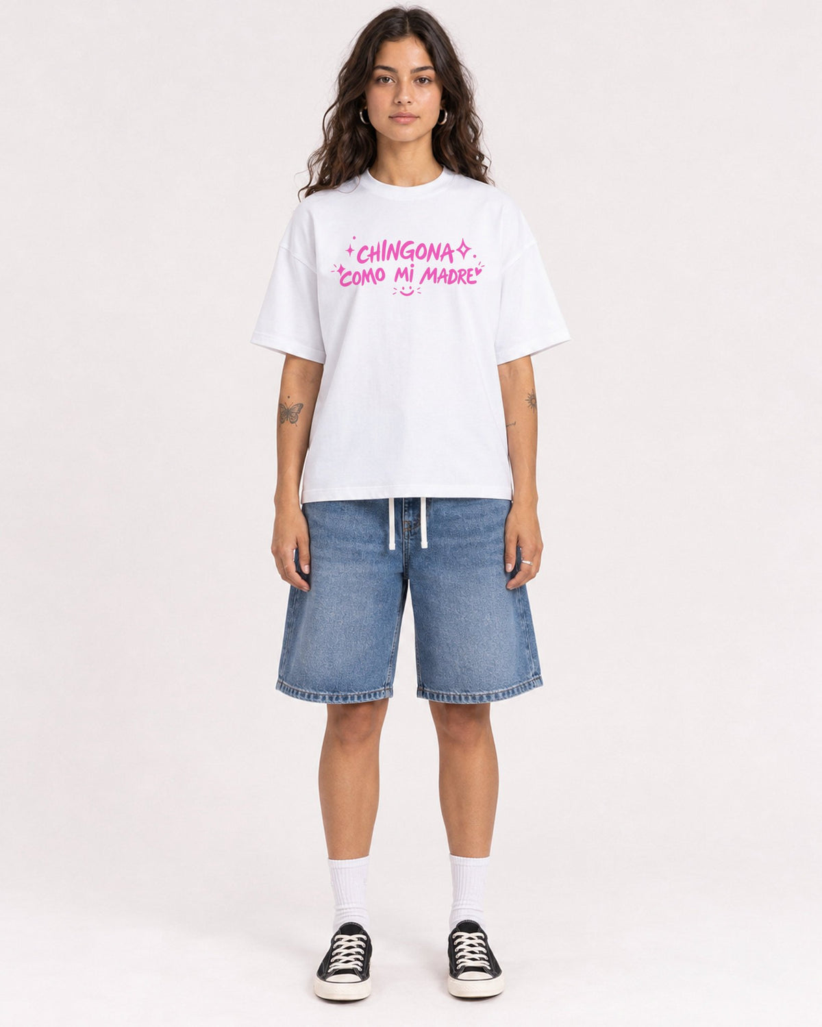 Mockup Boxy Heavyweight Tee White female full-body 06
