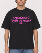 Mockup Boxy Heavyweight Tee Black male close-up 06