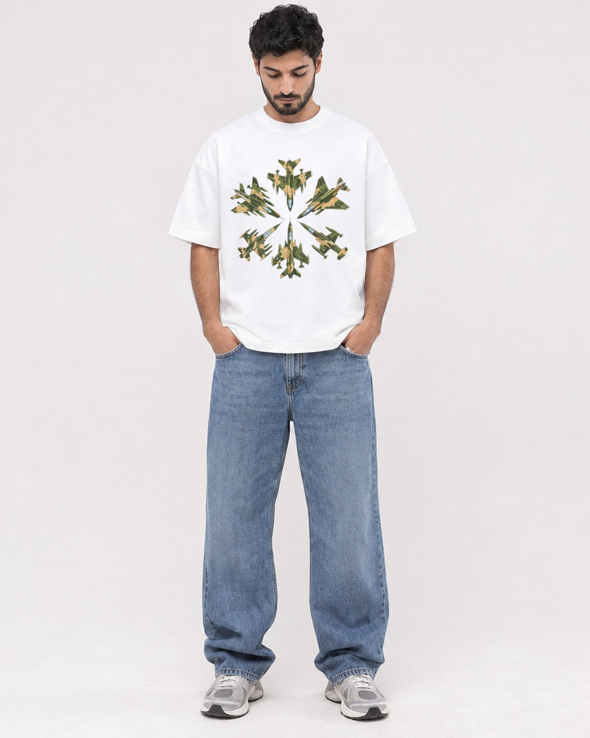 Mockup Boxy Heavyweight Tee White male full-body 07