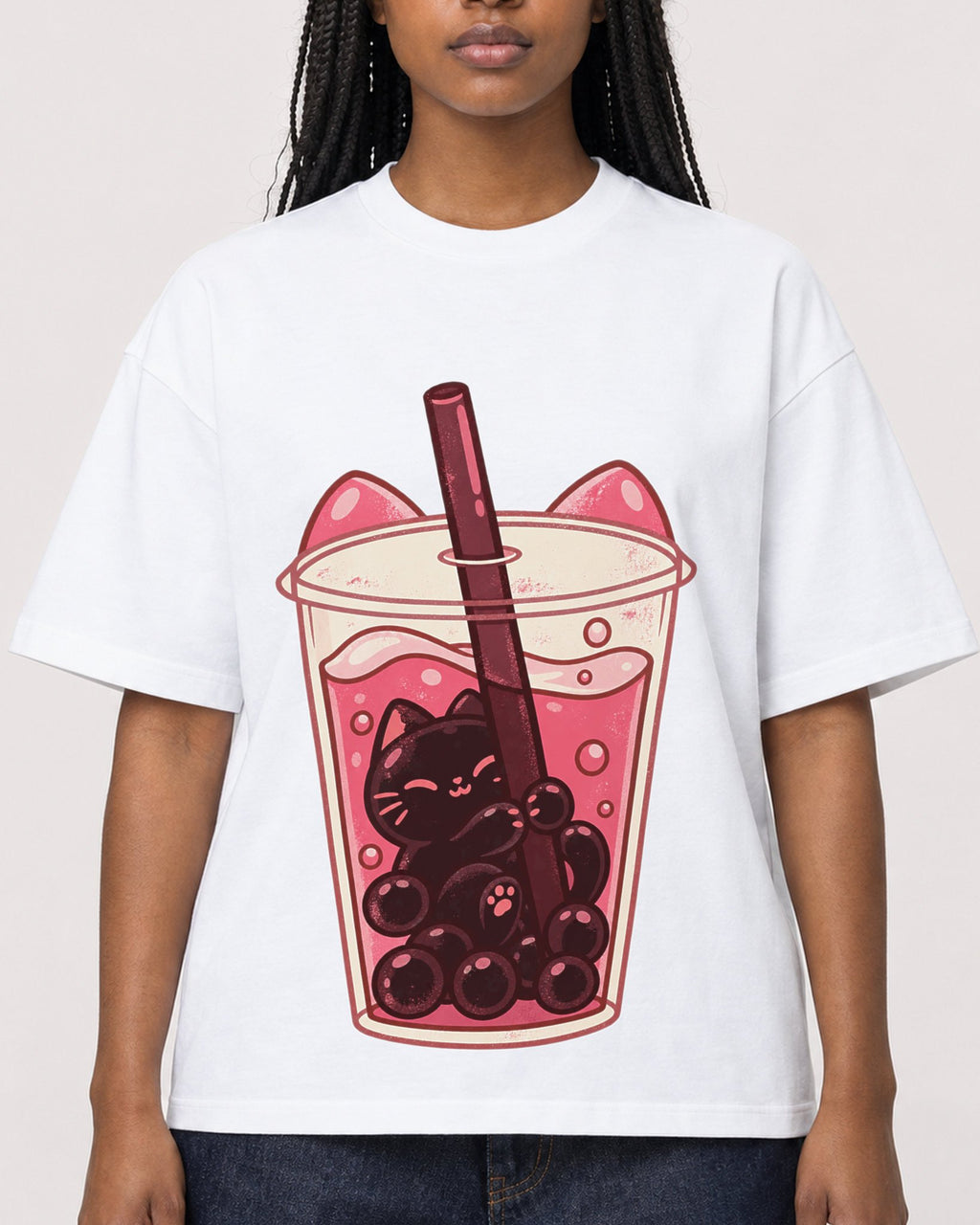 Mockup Boxy Heavyweight Tee White female close-up 04