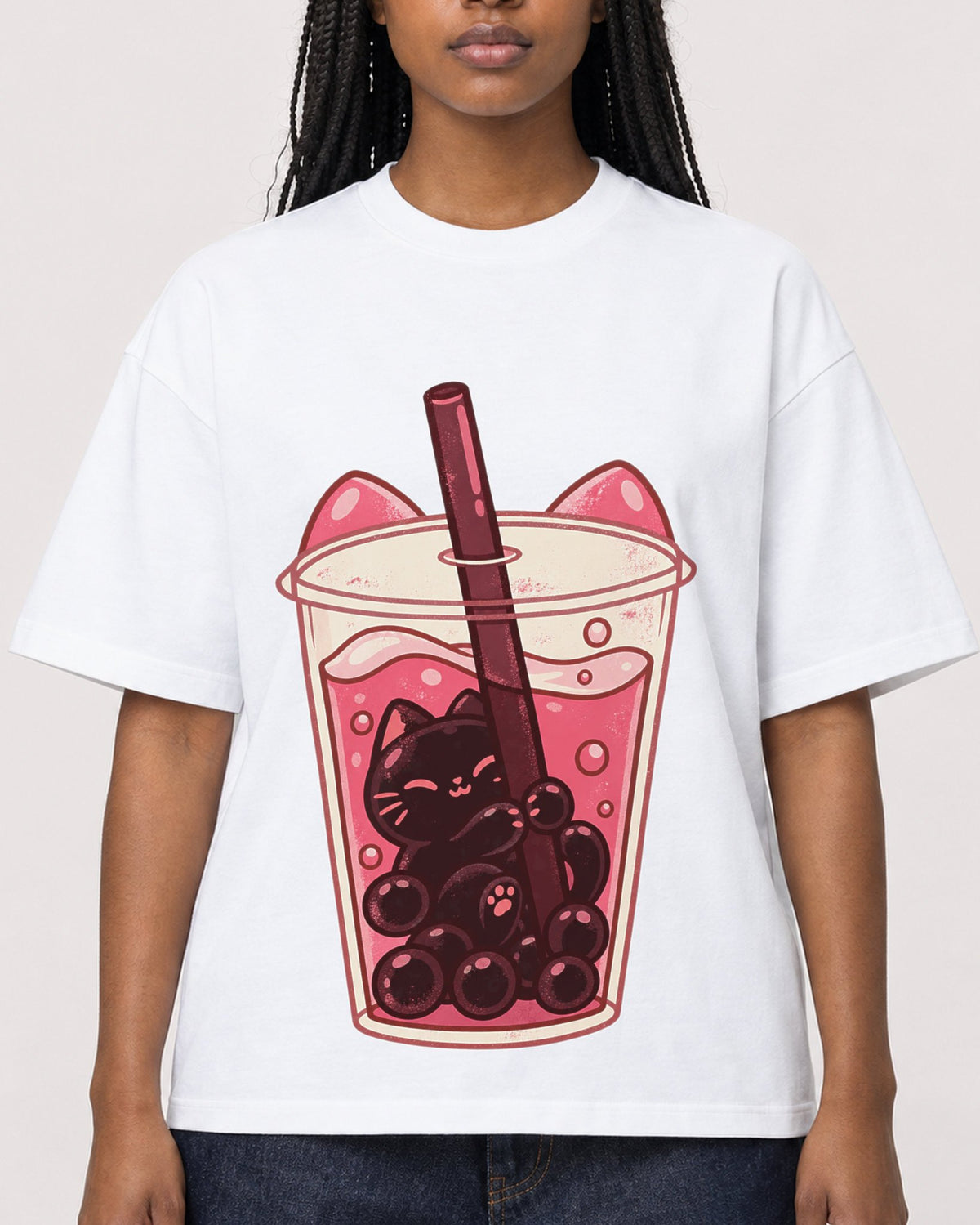 Mockup Boxy Heavyweight Tee White female close-up 04