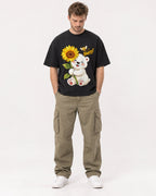 Mockup Boxy Heavyweight Tee Black male full-body 08