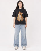 Mockup Boxy Heavyweight Tee Black female full-body 03