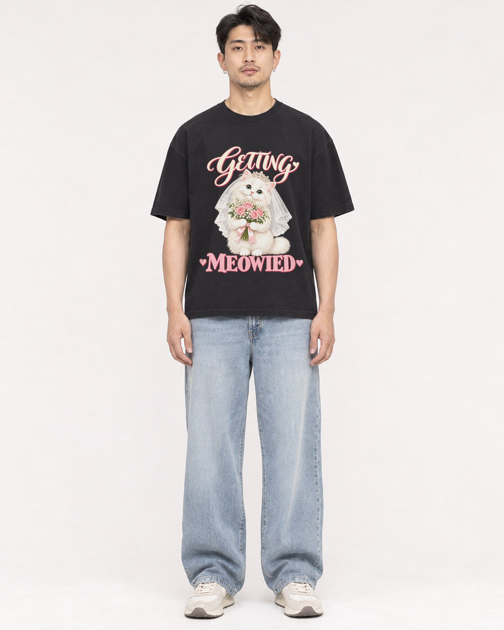 Mockup Boxy Heavyweight Tee Black male full-body 13
