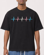 Mockup Boxy Heavyweight Tee Black male close-up 15