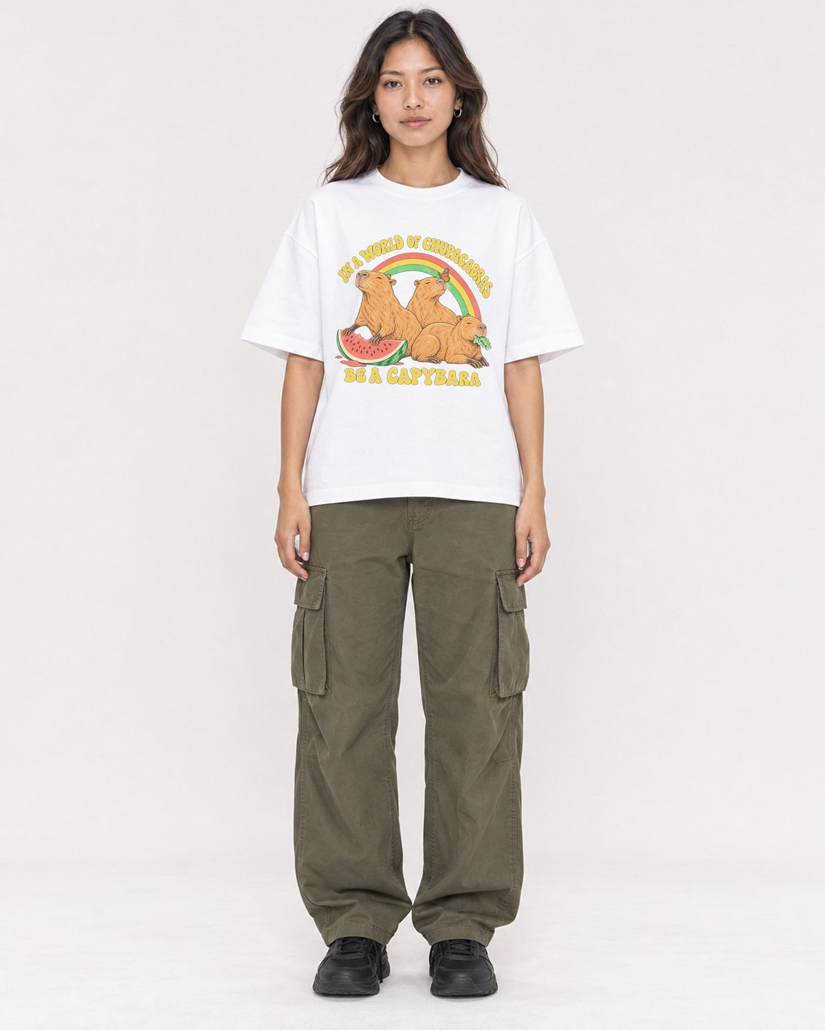 Mockup Boxy Heavyweight Tee White female full-body 02