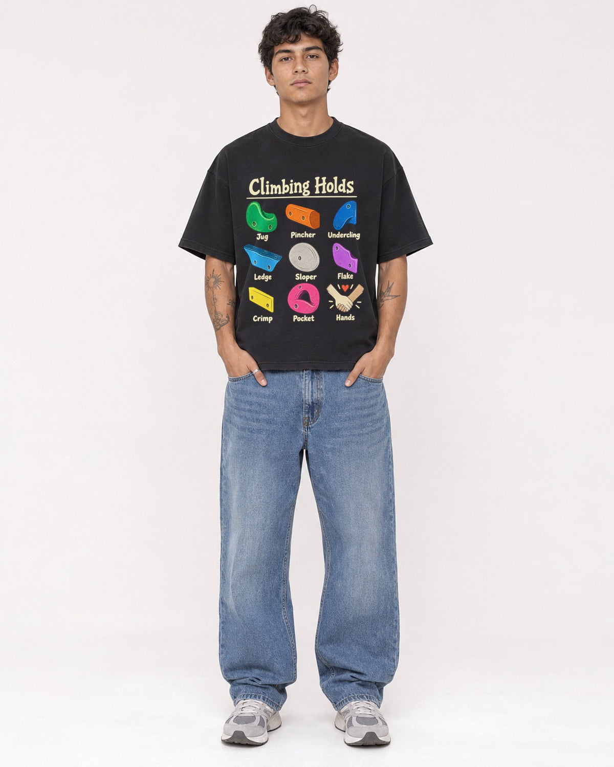 Mockup Boxy Heavyweight Tee Black male full-body 06
