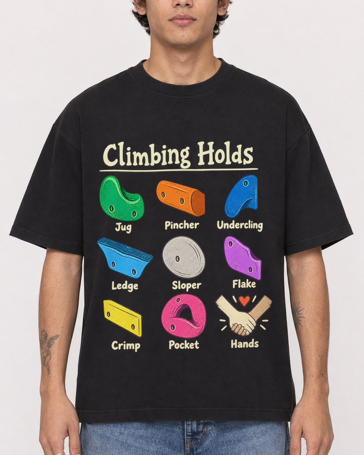 Mockup Boxy Heavyweight Tee Black male close-up 06