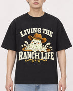 Mockup Boxy Heavyweight Tee Black male close-up 01