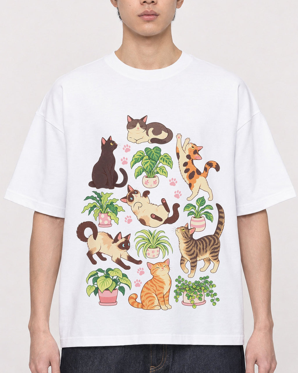 Mockup Boxy Heavyweight Tee White male close-up 01