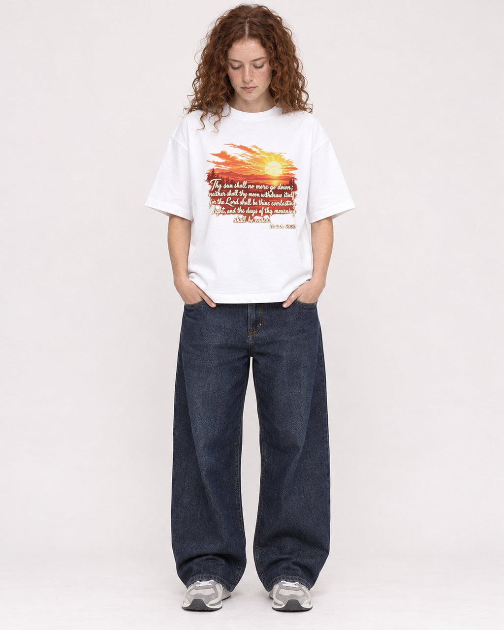 Mockup Boxy Heavyweight Tee White female full-body 09