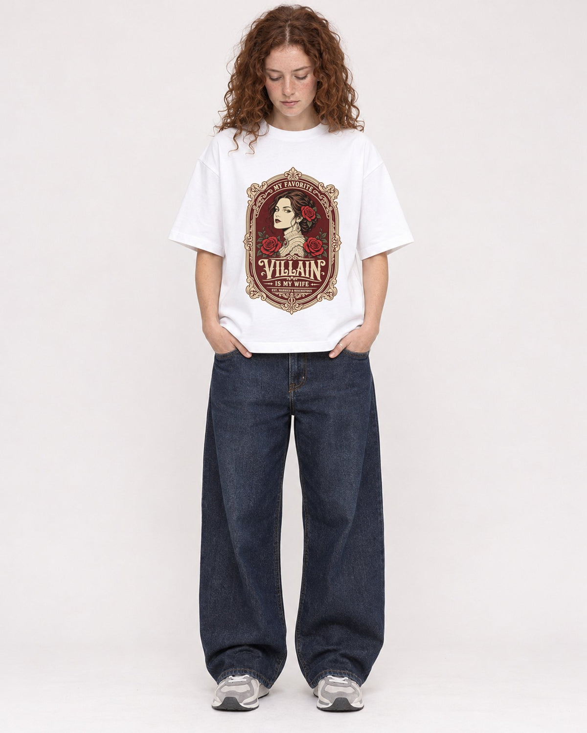 Mockup Boxy Heavyweight Tee White female full-body 09