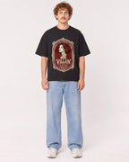 Mockup Boxy Heavyweight Tee Black male full-body 09