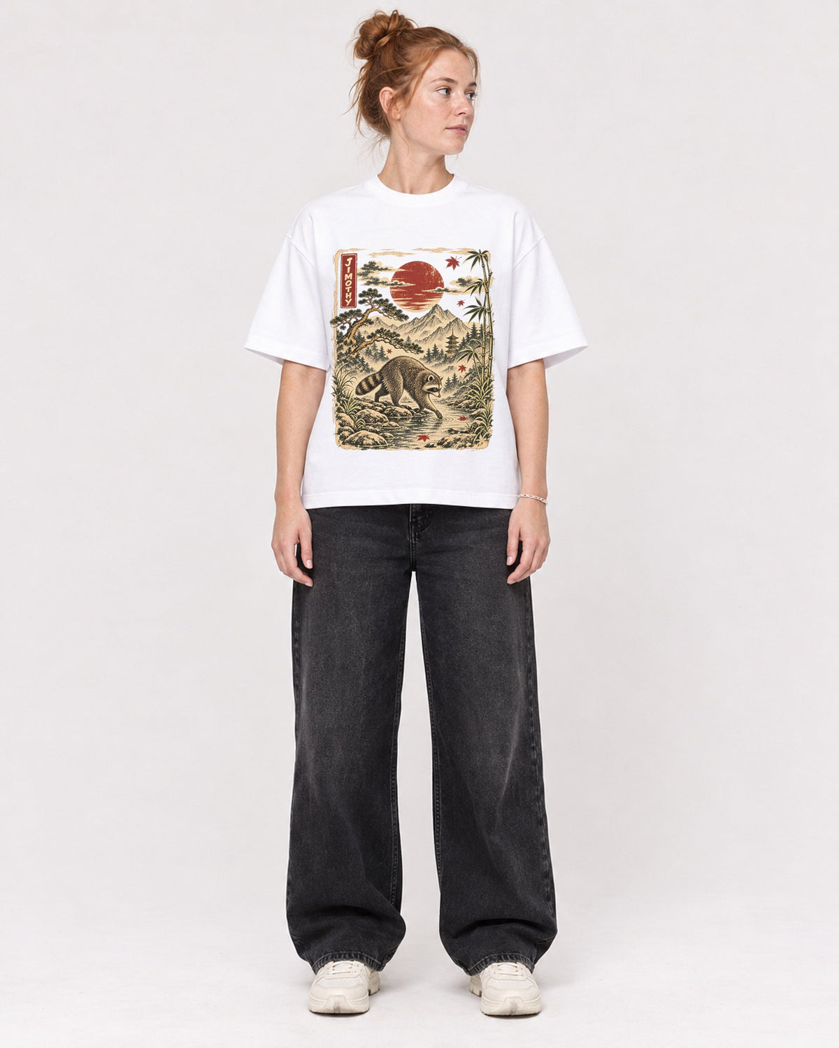 Mockup Boxy Heavyweight Tee White female full-body 28
