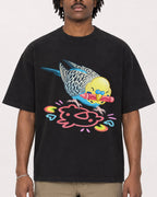 Mockup Boxy Heavyweight Tee Black male close-up 04