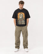 Mockup Boxy Heavyweight Tee Black male full-body 08